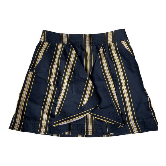 Tanya Taylor Tomi Flared Cotton Twill Mini Skirt Navy Stripe 6 $165 - Picture 7 of 10